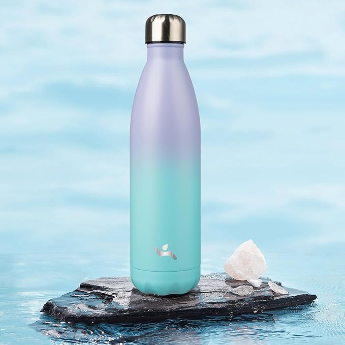 Insulated Water Bottles,25 oz Double Wall Stainless Steel Vacumm Metal Flask for Sports Travel,Lavender Green