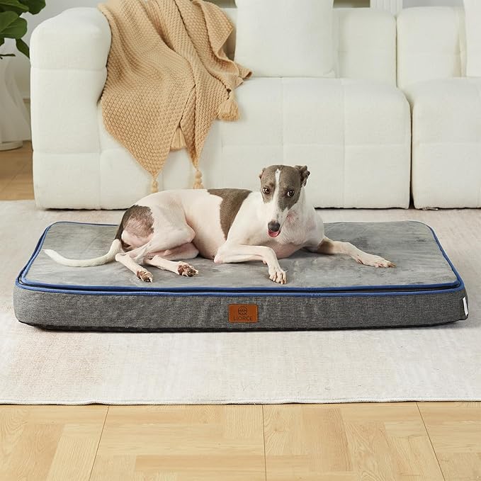 Memory Foam Large Dog Bed - 4” Thick Orthopedic Beds for Large Dogs - Waterproof Dog Bed with Removable Washable Cover & Wrap-Around Zipper - Ultimate Comfort and Easy Maintenance