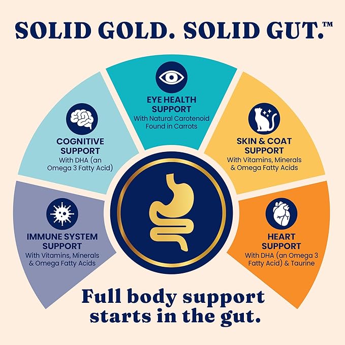 Solid Gold Bone Broth Cat Food Topper - Limited Ingredient Lickable Cat Broth Pouches w/Salmon Protein Shreds & Collagen for Hydration & Gut Support - Easy to Serve Gravy for Cats Meal Topper - 12ct
