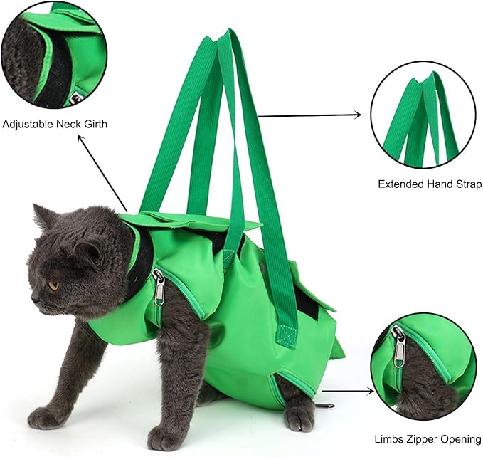 HDKUW Cat Grooming Bag,Foldable Travel Carrier for Cats,Anti-Bite Anti-Scratch Cat Grooming Restraint Bag,Pet Carrier for Administering Eye Drops,Ear Cleaner,Clipping Nails (Black, L)