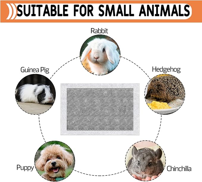 Guinea Pig Bedding, Disposable Guinea Pig Cage Liners, Charcoal Odor Controlling Absorbent Waterproof Pee Pads for Rabbits, Hamster and Other Small Animals. 24''x47''(for Midwest),10 Count
