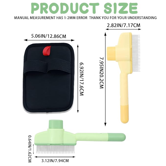 1 PCS Pet Hair Removal Glove w/ 2PCS Pet Combs,Electrostatic Gloves for Cats&Dogs Flea Comb,Dog Comb,Cat Comb,Brush for Shedding,Reusable Animal Fur Removal Tool for Couch,Furniture,Carpet,Curtain