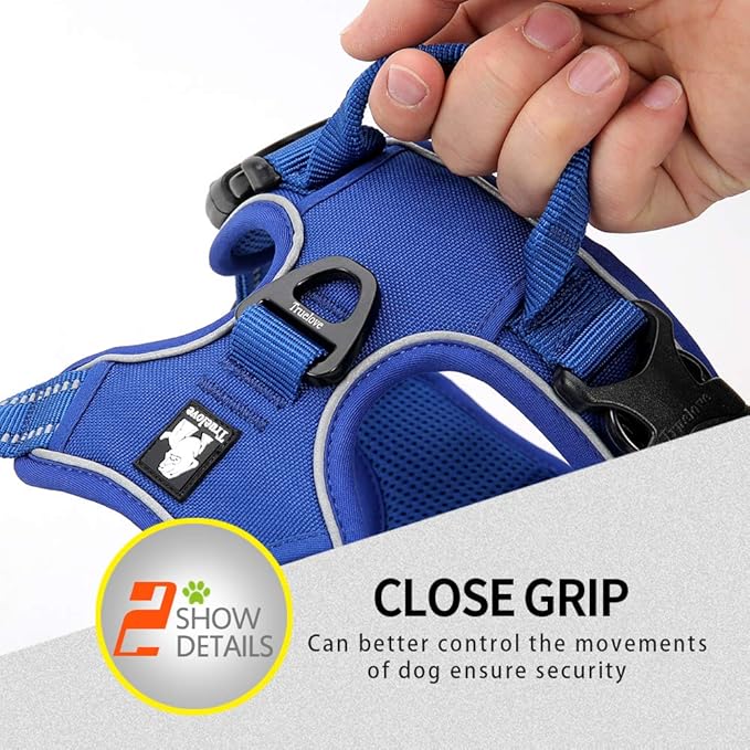 Truelove No Pull Dog Harness with Easy Control Handle and 2 Leash Attachments,Reflective Adjustable Pet Vest