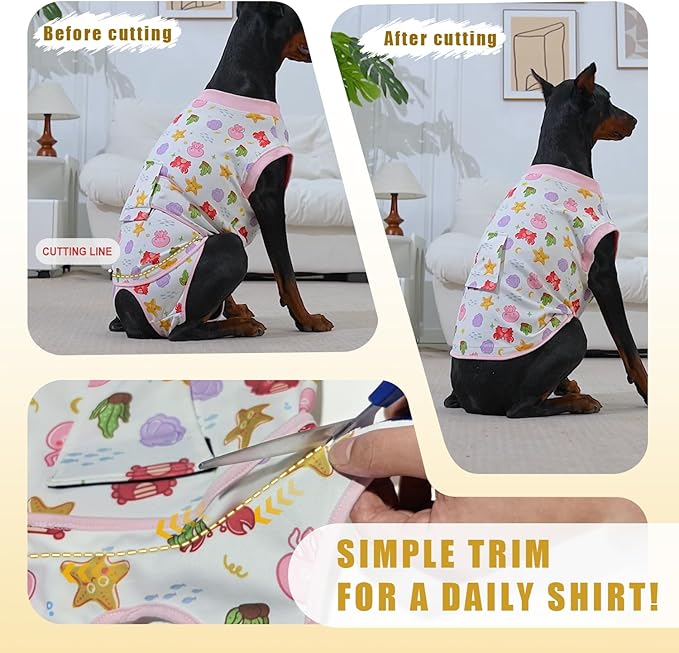 Recovery Suit for Dogs After Surgery, Professional Dog Surgical Suit for Female Spay, Male Neuter, E-Collar & Cone Alternative Dog Onesie for Abdominal Wounds Skin Disease, Yellow, L