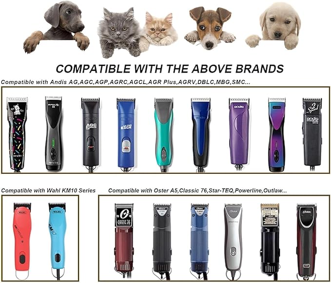 2PCS 10W Wide Blades for Dog Grooming Blades Compatible with Andis,Oster A5,Wahl km10 Dog Clippers, Detachable Dog Clipper Blade for Dog Cat Horse Animal,Size-#10W, 1/16-Inch Cut Length (1.5mm)