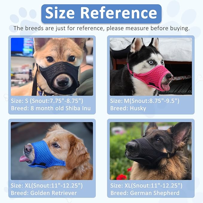 LUCKYPAW Soft Muzzle for Medium Large Sized Dogs Labrador German Shepherds, Dog Muzzle to Prevent Biting Chewing, Adjustable Mouth Guard for Grooming Walking Training(Black, L)