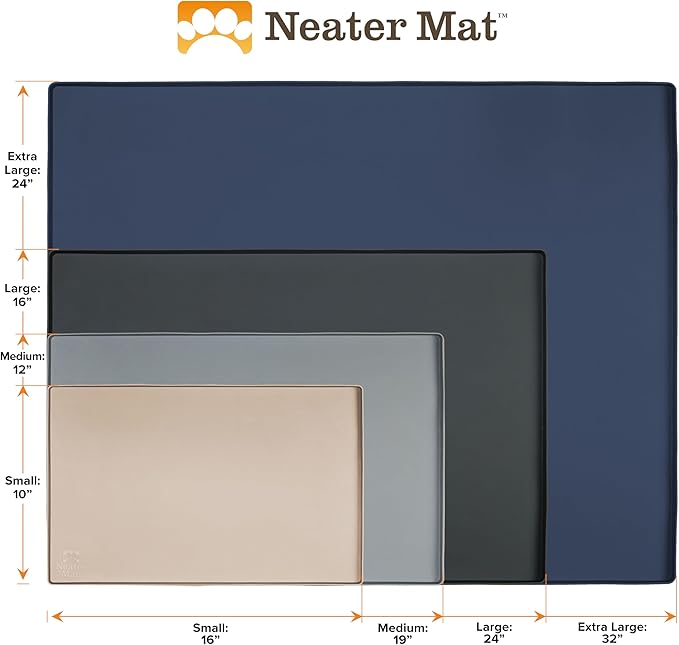 Neater Pet Brands Neater Mat Pet Mats for Food and Water, Cat & Dog Bowl Mat Waterproof Silicone, Feeding Tray, Dog Food Mats for Floors, Placemat w/Raised Edge for Under Bowls, 32" x 24", Light Blue