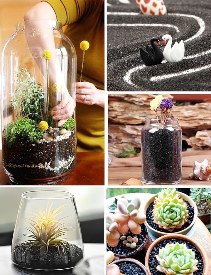 TOYPOPOR 2.2 lb Black Lava Pebble Vase Filler Pebbles Stones Crafting Floral Arranging Home Decor Decorative Colored Crushed Stones Special Black Aquarium Gravel for Freshwater Aquariums