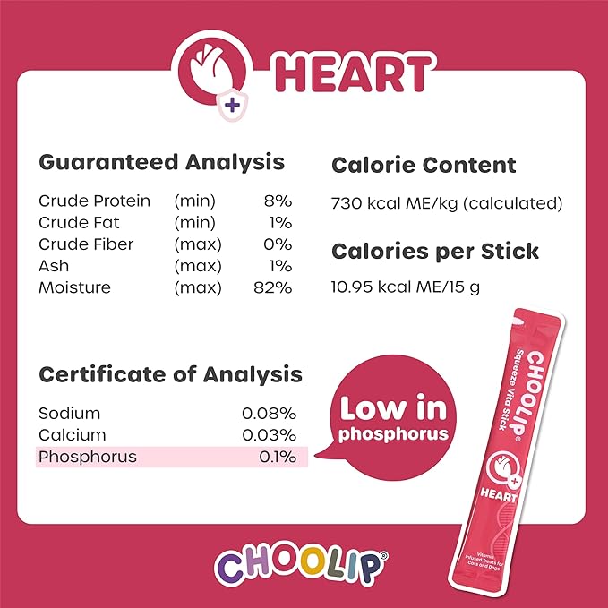 Squeeze Vita Stick Lickable Treats for Dogs & Cats. 7 Heart Support Sticks with Essential multivitamins. Soft and Tasty Paste for All Life Stages, Supporting Heart Health