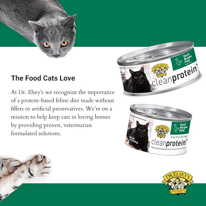 Dr. Elsey's cleanprotein Duck Recipe Wet Cat Food Case of 24, 2.75 oz Canned Food