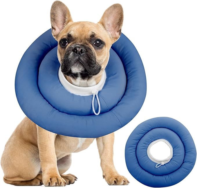 IDOMIK Dog Recovery Collar, Waterproof Soft Dog Cone After Surgery, Comfy Protective Elizabethan Collar Alternative for Dogs Cats, Adjustable Pet Neck Donut Cone Anti-Licking Biting Wounds,Navy,2XL
