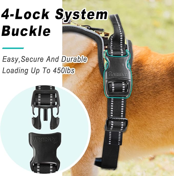 BARKBAY No Pull Dog Harness Large Step in Reflective Dog Harness with Front Clip and Easy Control Handle for Walking Training Running(Desert camo,XL)
