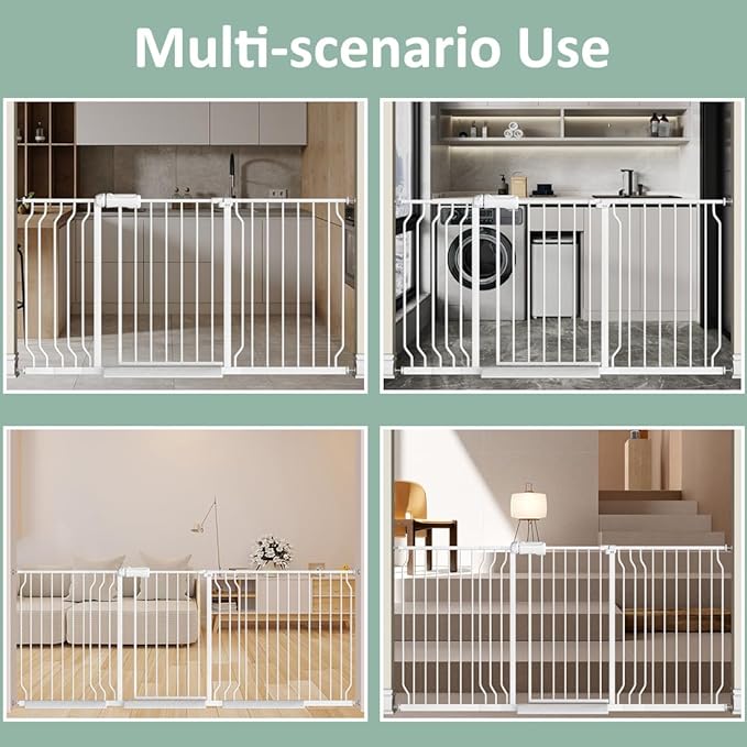 TSAYAWA Narrow Baby gate Baby Safety Gate 24.02-29Inch Auto Close Child Gates, Pressure Mounted Gate for Stairs & Doorways, Indoor/Outdoor Heavy-Duty Pet Gate for Toddlers, Dogs, White