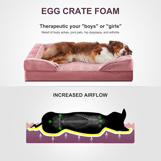 FURTIME Orthopedic Bed for Large Dogs, XL Washable Dog Beds Large Sized Dog, Comfy Supportive Foam Pet Couch Bed with Removable Washable Cover, Waterproof Extra Large Sofa Bed Foam and Nonskid Bottom