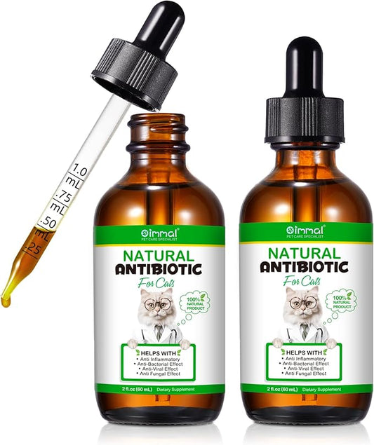 2 Pack Antibiotics for Cats, Premium Cat Antibiotics Supplemen, Natural Antibiotic for Cats, Pet Supplements, Cat Antibiotics Supports Immune & Cats Allergy Relief, Cats Multivitamin