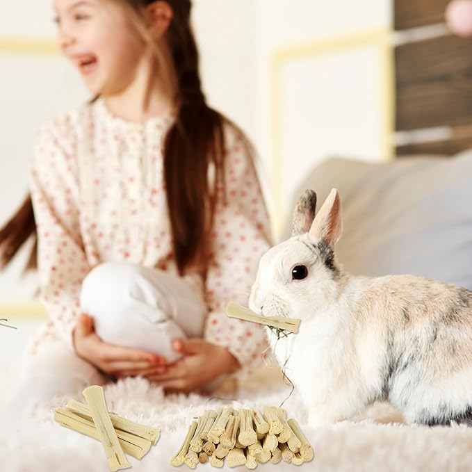 1000g/2.2lb Bamboo Chews for Rabbits, Rabbit Sticks Rabbit Chew Toys Bunny Chew Toys, Molar Treats for Small Animals, Hamsters, Chinchillas, Guinea Pigs, Natural Teeth Grinding Toys