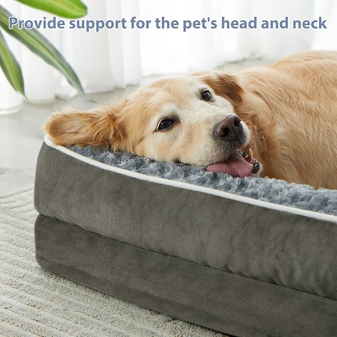 BFPETHOME Orthopedic Dog Beds for Large Dogs-Waterproof Sofa Pet Bed with Removable Washable Cover, Big Dog Bed with Waterproof Lining and Nonskid Bottom,Pet Bed for Large Dogs