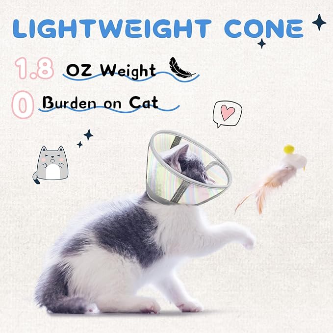 Supet Cat Cone Collar After Surgery, Soft Mesh Recovery Collar for Cats to Stop Licking and Scratching, Plastic Cone Alternative for Small Dogs, Medium, Large Cats