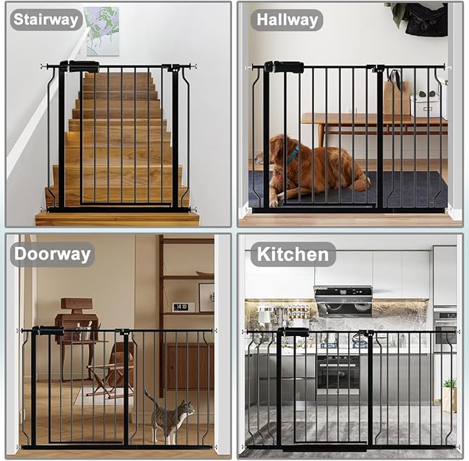 Fairy Baby Safety Gate 14.17 inch Extension for Extra Wide Baby Gate Dog gate Pressure Mounted Walk Through Pet Gate Black