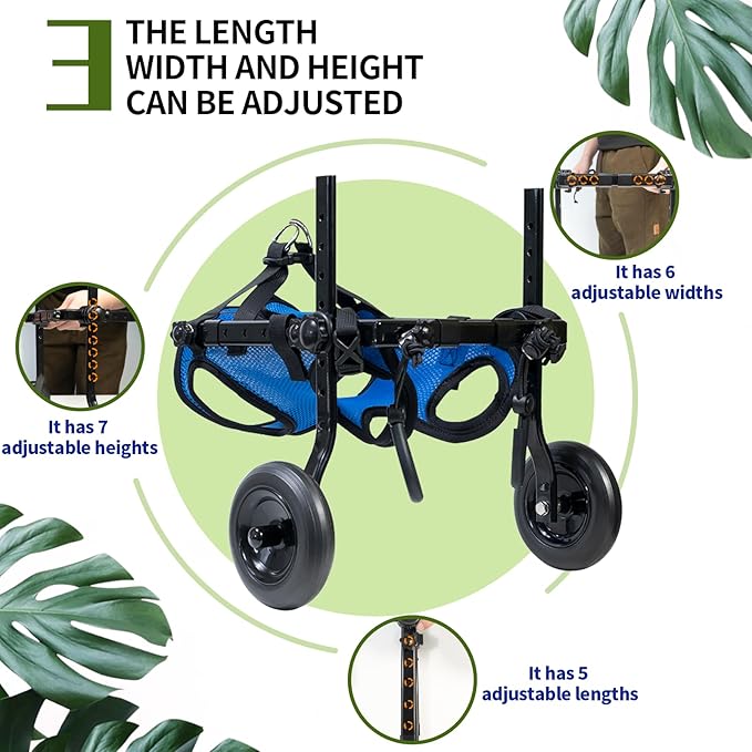 Pet Wheelchair for Leg Support Helps Senior， Wheelchair for Back Legs，Adjustable Pet Cart，Assist a paralyzed pet get Back on its feet，Support Leg Brace and Hip(Small)