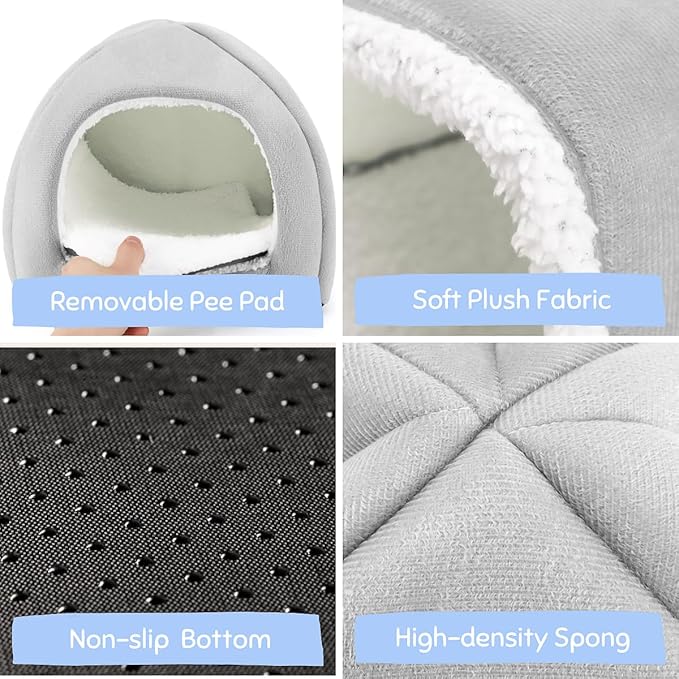 Guinea Pig Hideout and Tunnel Set, Soft Plush Bed & Play Tunnel for Guinea Pigs, Rabbits, Ferrets, Small Animals - Washable Accessories for Resting, Hiding, Exercising