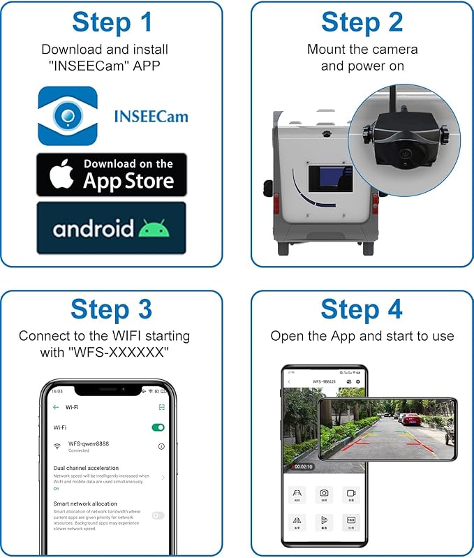 1080P Magnetic Wireless Backup Camera, WiFi Hitch Camera with Long-Lasting Battery,Night Vision,IP69K, Easy Installation for RVs, Trucks, Trailers, Compatible with iPhone,iPad, Android Devices