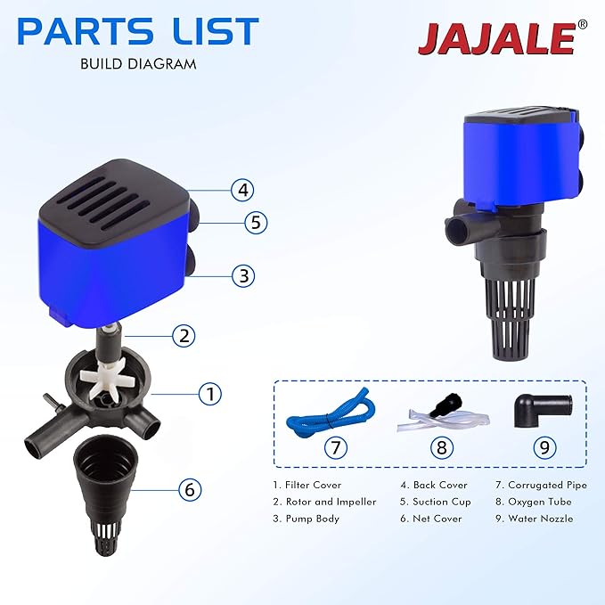 Water Pump 210 GPH Submersible Internal Aquarium Powerhead Water Pump Ultra Quiet for Aquarium,Fish Tank