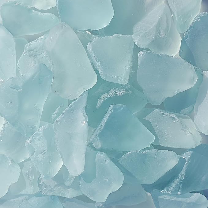 Sea Glass Block - 1LB Turquoise Frosted Sea Glass - Vase Filler and Aquarium Ornament, DIY Craft Supplies for Art, Sea Glass Decor, Beach Weddings, and Home Decor