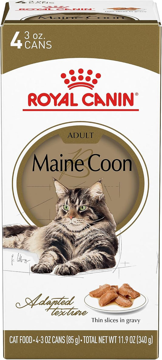 Royal Canin Maine Coon Breed Thin Slices in Gravy Adult Wet Cat Food, 3 oz can (4-pack)