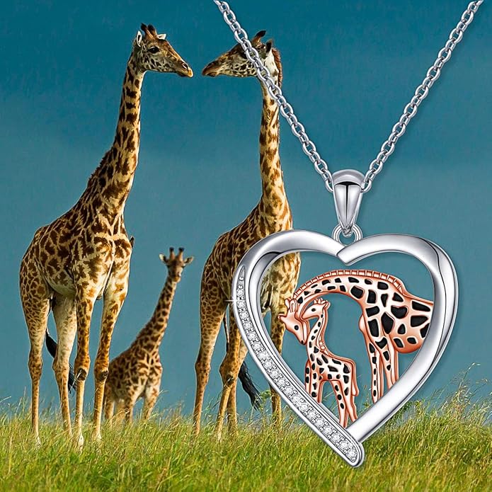 S925 Sterling Silver Mother Daughter Necklace Forever Love Giraffe Panda Dolphin Animal Pendant Jewelry for Women Adults
