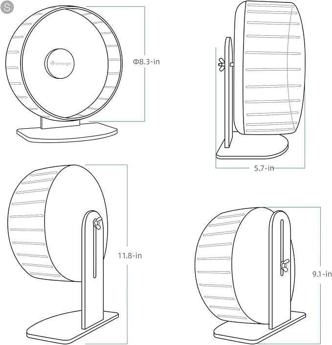 Niteangel Super-Silent Hamster Exercise Wheels: - Quiet Spinner Hamster Running Wheels with Adjustable Stand for Hamsters Gerbils Mice Or Other Small Animals (S, Pink)