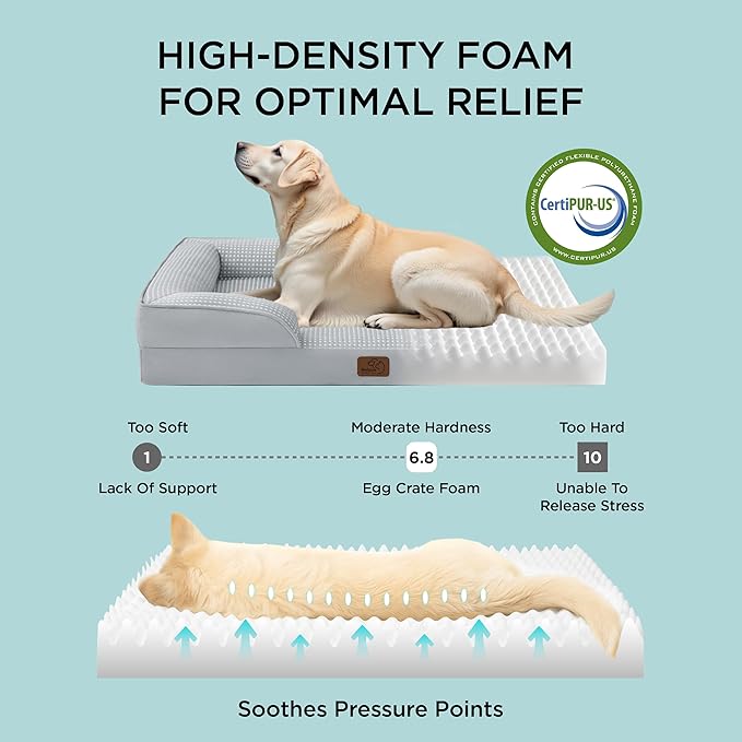 Bedsure Orthopedic Dog Beds for Small Dogs - Washable Small Dog Cat Bed Waterproof, Comfort Pet Couch Sofa with Washable Removable Cover, Pets Bed with Nonskid Bottom, Cooling Grey, 24"