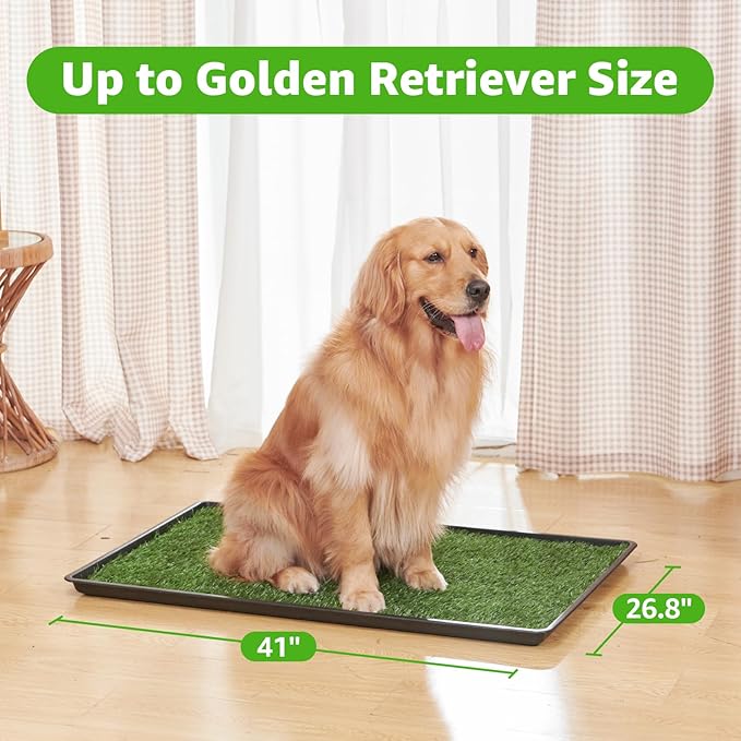 Dog Grass Large Potty Patch, Dog Litter Boxes Artificial Grass Bathroom Turf for Pet Training, Washable Puppy Pee Pad, Perfect Indoor/Outdoor Portable Potty Pet Loo