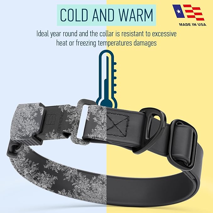 Dogline Biothane Waterproof Dog Collar with Herm Sprenger Stainless Steel Quick Release Buckle – Heavy Duty Tactical Durable Collar for Dogs – Comfortable and Safe Pet Collar, W 3/4" L 12-19", Black