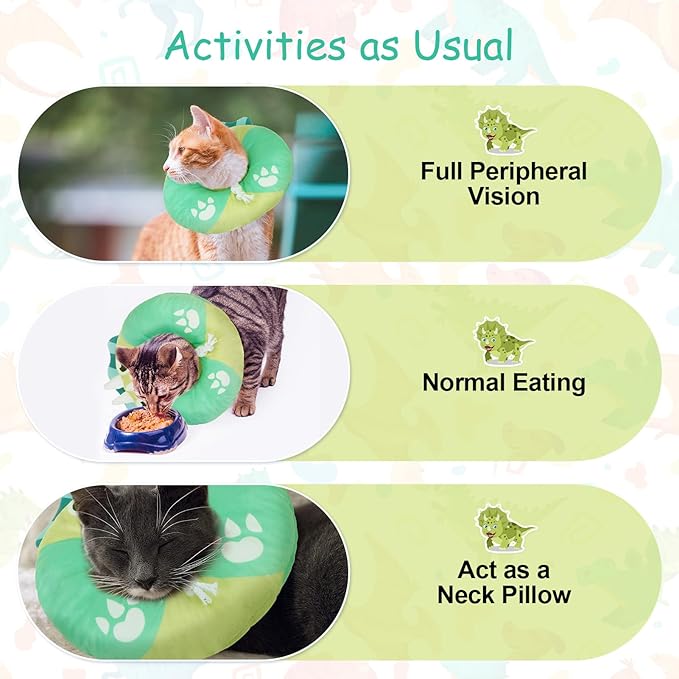BEAUTYZOO Cat Cone Collar - Adjustable, Soft, Protective Donut Collar for Cats & Kittens, Alternative to Plastic Cones, Stops Licking After Surgery