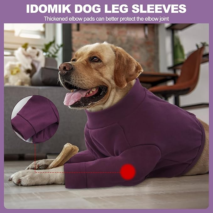 IDOMIK Dog Recovery Suit, Dog Surgery Recovery Suit Front Legs, Comfy Joint Leg Sleeves After Surgery, Elbow Braces Protector for Leg Injuries & Joint Pain, Cone Collar Alternatives,Purple,L