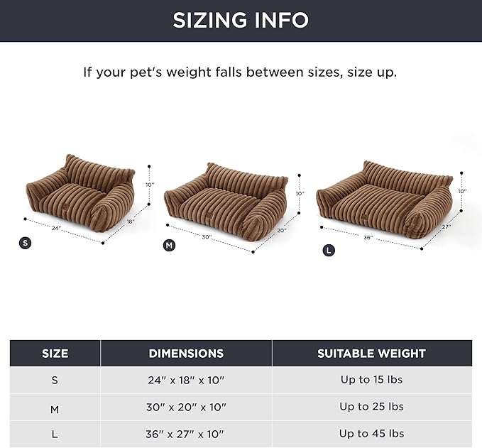 Bedsure Cute Cat Couch for Pets - Fluffy Cat Sofa with Premium Soft Corduroy Fleece, Fuzzy Pet Couch Bed with Removable Washable Cover, Supportive Pet Chair for Indoor Cats, 24inch, Copper Brown