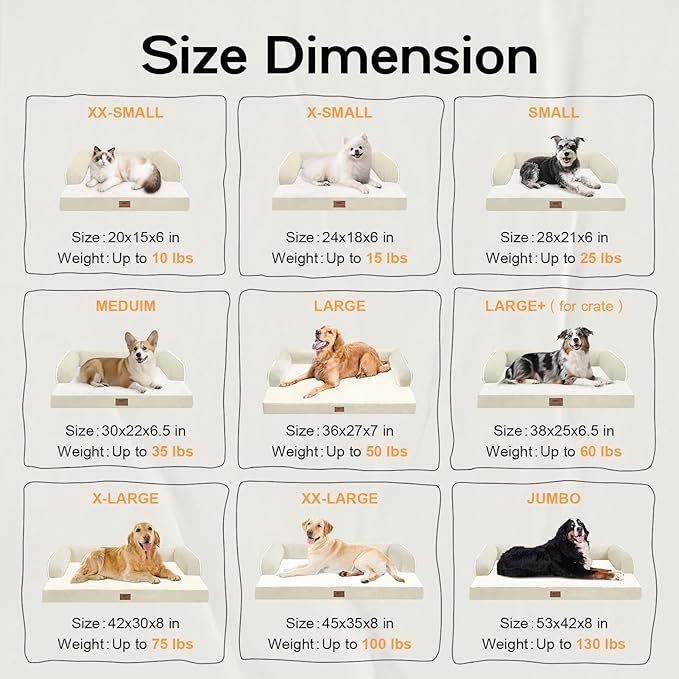 Small Dog Bed Orthopedic Washable Cat Bed Memory Foam Small Couch Sofa Indoor Comfy Pet Beds with Waterproof Removable Cover & Non-Slip Bottom