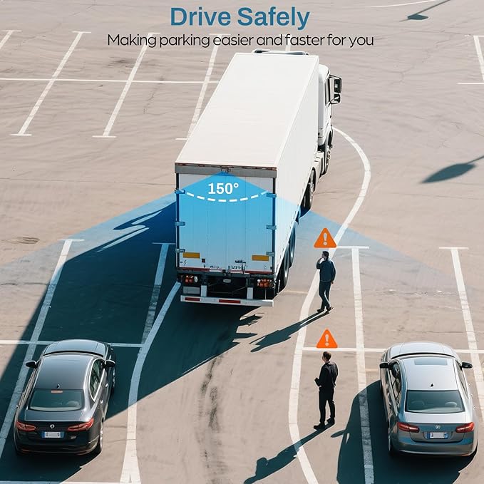 1080P Backup Camera for Truck, 7" IPS Touchscreen Monitor Front and Rear View Dual Cameras, IP69 Waterproof, IR Night Vision for Truck, Trailer, Camper, Included 32GB Card