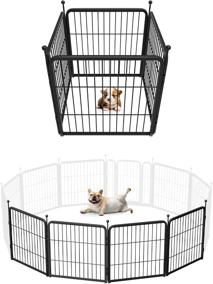 FXW Rollick Unleashed Dog Playpen for Indoor, Yard, RV Camping, 24 inch 4 Panels for Small and Puppy Dogs, Black│Patented