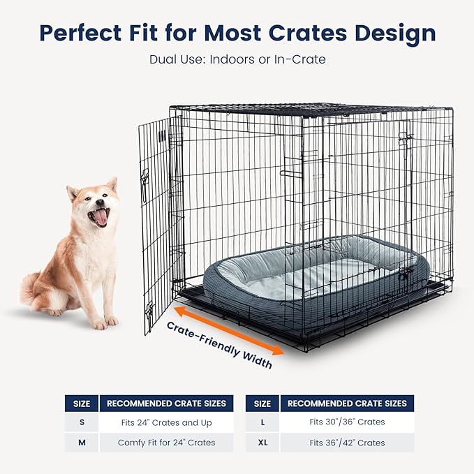 Orthopedic Cat Beds for Indoor Cats, Egg-Crate Memory Foam Pet Sofa with Bolster Sides, Oval Crate Bed, Washable Removable Cover & Non-Slip Bottom, Haze Blue