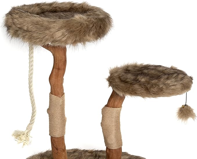 Mau Lifestyle Modern Cat Tree Tower - Natural-Branch Cat Condo & Luxury Wood Cat Scratching Tree - Luxury Cat Gifts by Mau Lifestyle