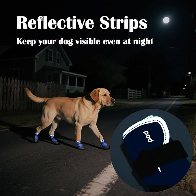 Dog Shoes Lightweight Dog Boots-Breathable Knitted Paw Protector with Adjustable Strap for Hot Pavement, Rain Walking, Hardwood Floors Anti Slip Reduce Noise, Prevent Licking Paws(Blue,M)