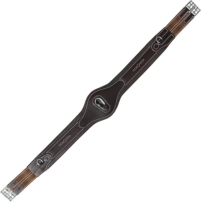 Exion Designer Anatomic Snap Over Lay Girth | Comfortable Leather Horse Girth for English Saddles | Jumping & Riding