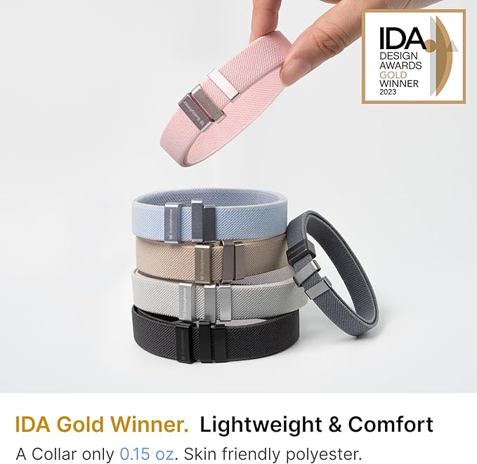 Safety Cat Collar Pro and Tag Set - U.S. IDA Gold Award, Elastic Release Cat Collar Charm Tag, Non Breakaway Cat Collar Adjustable with Charm for Kitten Small Large Cats (Glacier Silver, M)