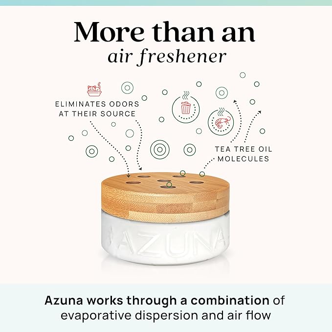 Azuna All-Natural Odor Remover Gel Refill Pouch | Air Purifier with Tea Tree Oil | Plant-Based & Long Lasting | For Pet Odors, Smoke & Strong Odors | Amalfi Breeze, 12 oz.
