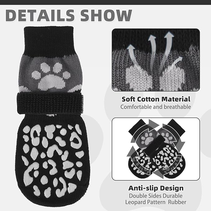 KOOLTAIL Dog Socks for Hot/Cold Pavement to Prevent Licking Paws Scratching,Anti Slip Pet Boots&Paw Protector for Hardwood Floors,Traction Control Grip Booties for Small Medium Large Senior Dogs S