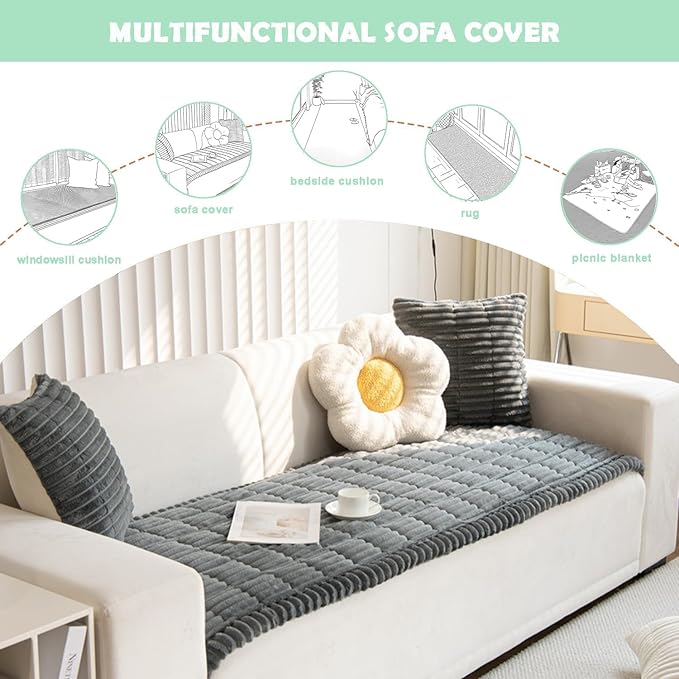 ZQFFB Pet Couch Cover Dogs Washable Non-Slip Couch Protector Pet Friendly Dog Mat for Couches and Sofas