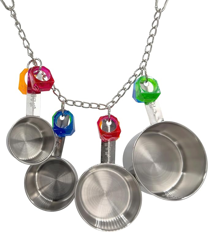 1410 Stainless Pot Delight from Parrots Cockatiels Conures Budgies Macaws Lovebirds African Greys Parrot Toys Stainless Foraging Chew Treat Noise-Making Fun Sensory Enrichment.
