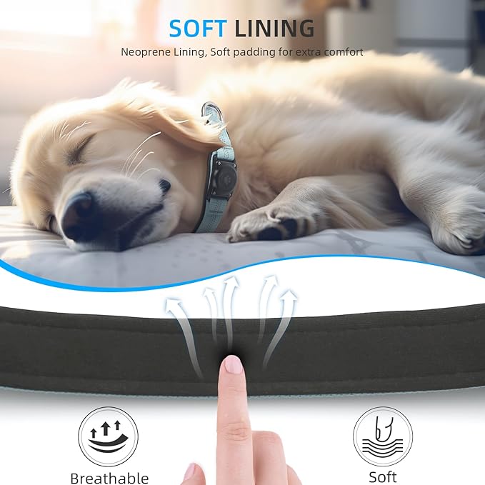 Upgraded AirTag Dog Collar, IP68 Waterproof Air Tag Dog Collar Holder, Reflective, Ultra-Durable, Comfortable Padded, Heavy Duty Dog Collars for Small Medium Large Dogs (XL (15.6"-22"), LightBlue)